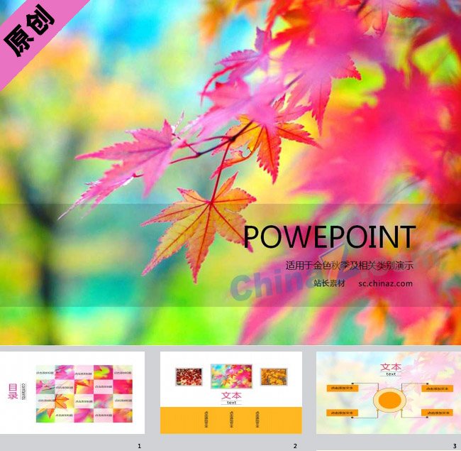 秋之枫叶PPT模板下载