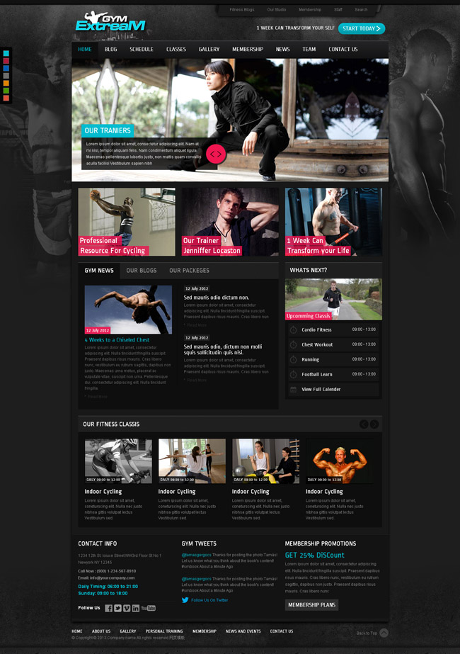 健身企业CSS网站模板（健身网站设计）