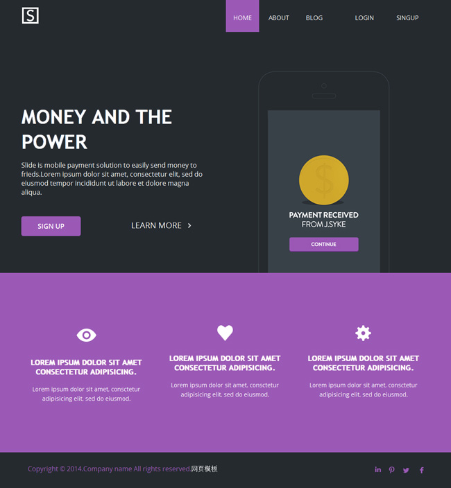 紫色简洁HTML5网站模板（html浅紫色）