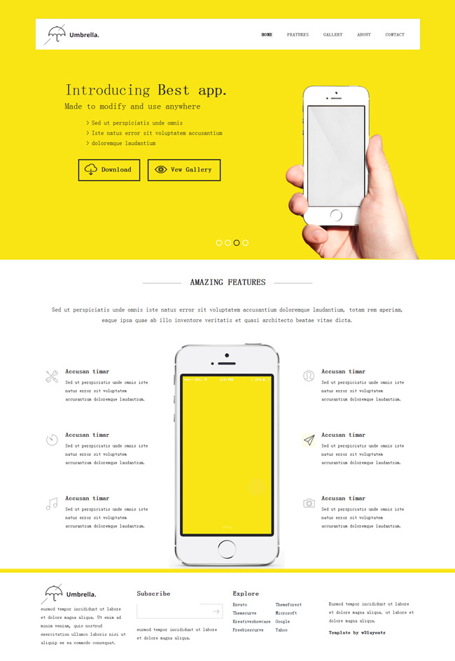 黄色风格手机APP官网模板  模板下载 第1张