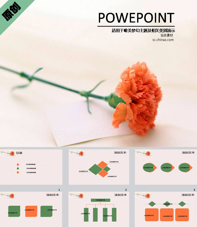 康乃馨感恩ppt模板下载