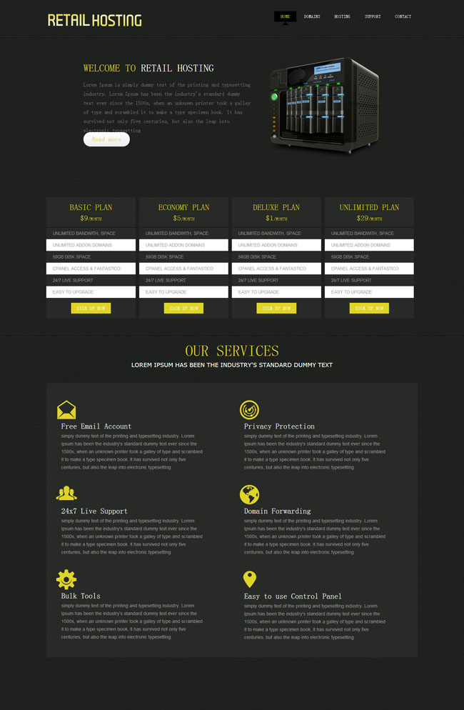 黑色质感服务器网站模板（黑色背景网站）