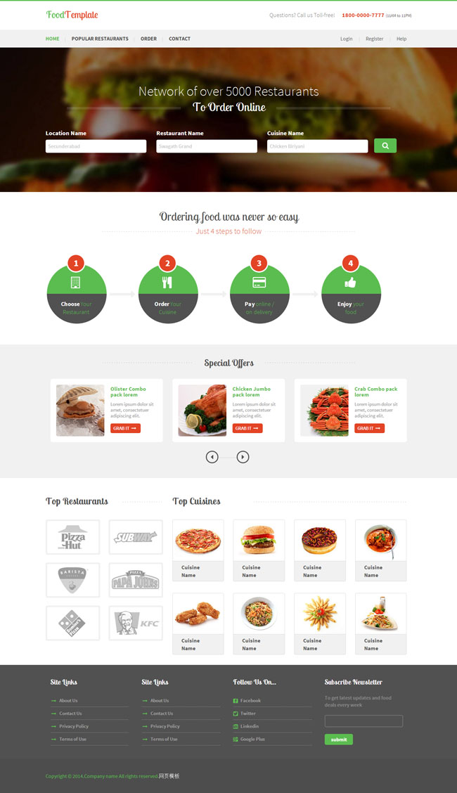 汉堡美食CSS3网站模板（css汉堡菜单）