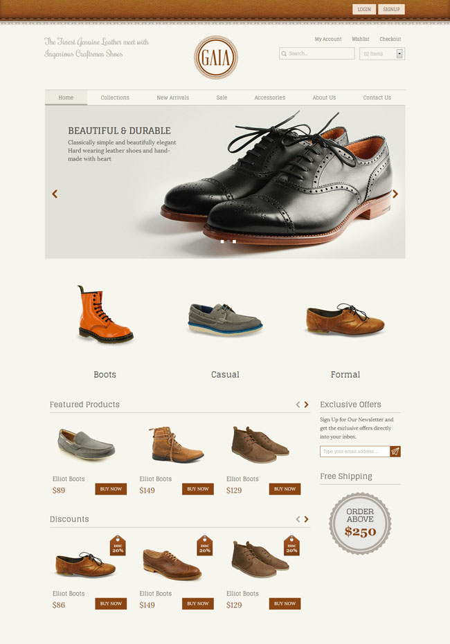棕色鞋子商城网站模板（棕色鞋图片大全）