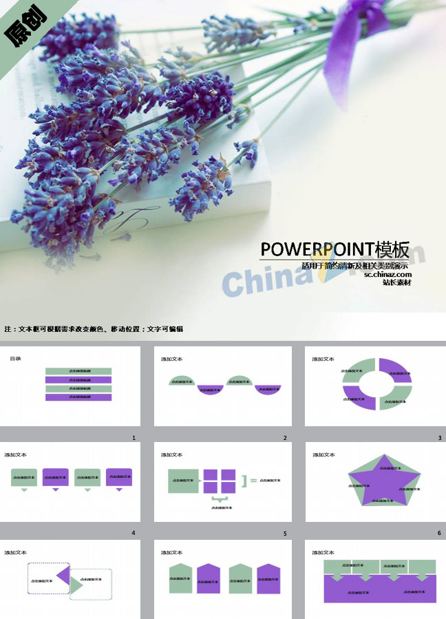 熏衣草ppt模板下载