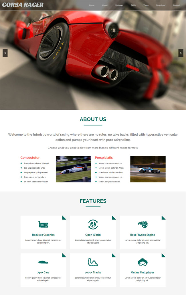 HTML5赛车游戏官方网站模板（赛车网页游戏大全专区）