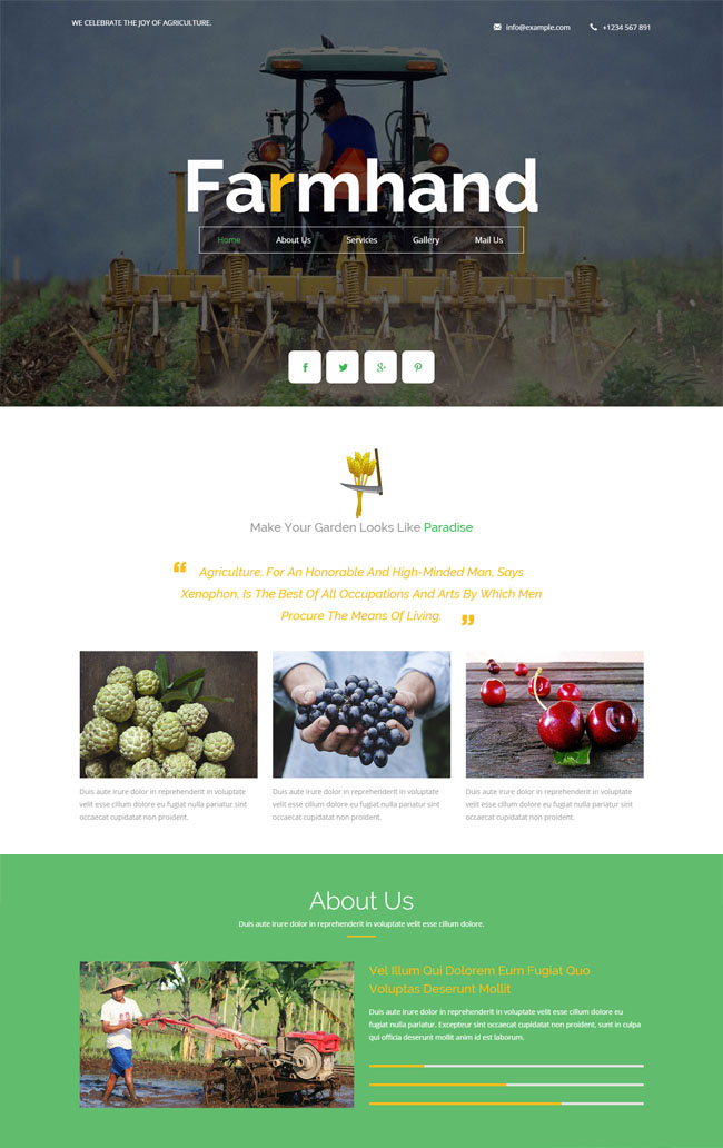 农场生产基地HTML5网站模板（网页版农场）
