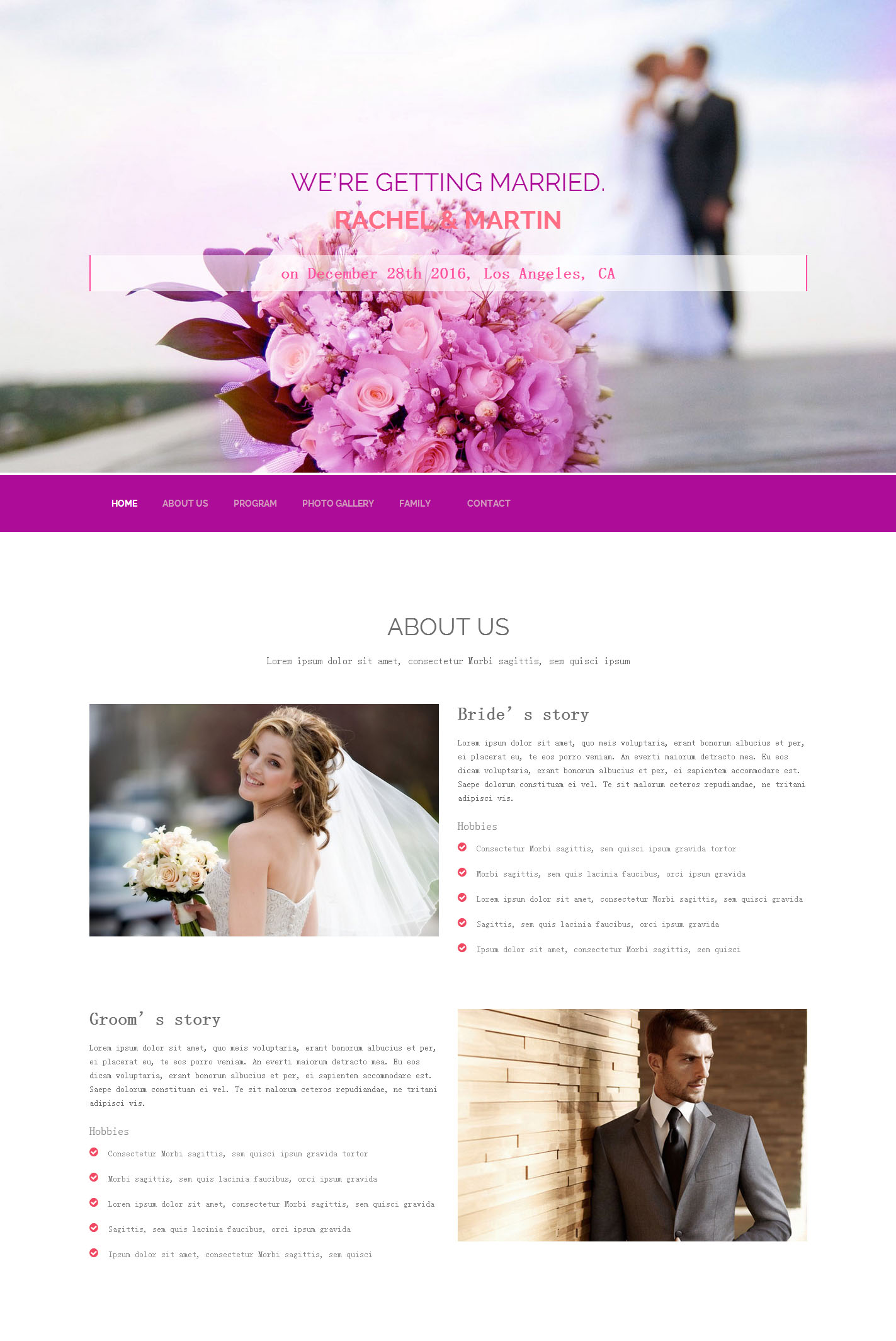 粉红色喜庆婚纱HTML5模板（婚礼h5模板）