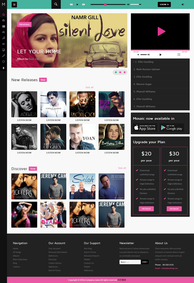 CSS3音乐唱片网站模板（音乐网站html模板）