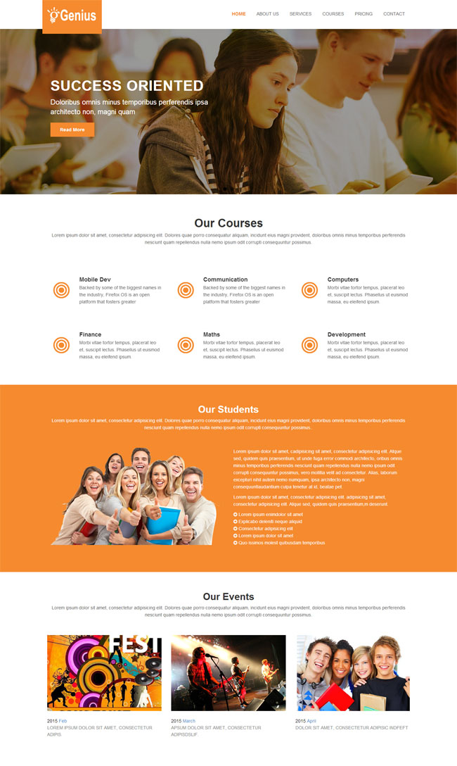橙色学校教育网站模板（教育网站模板库）