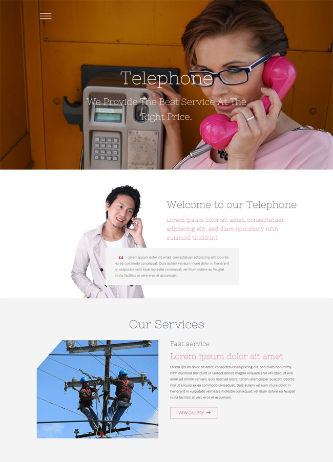电话通讯公司网站模板（联系电话模板）