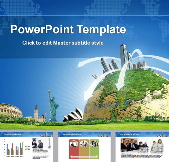 名胜景点世界旅游主题ppt模板