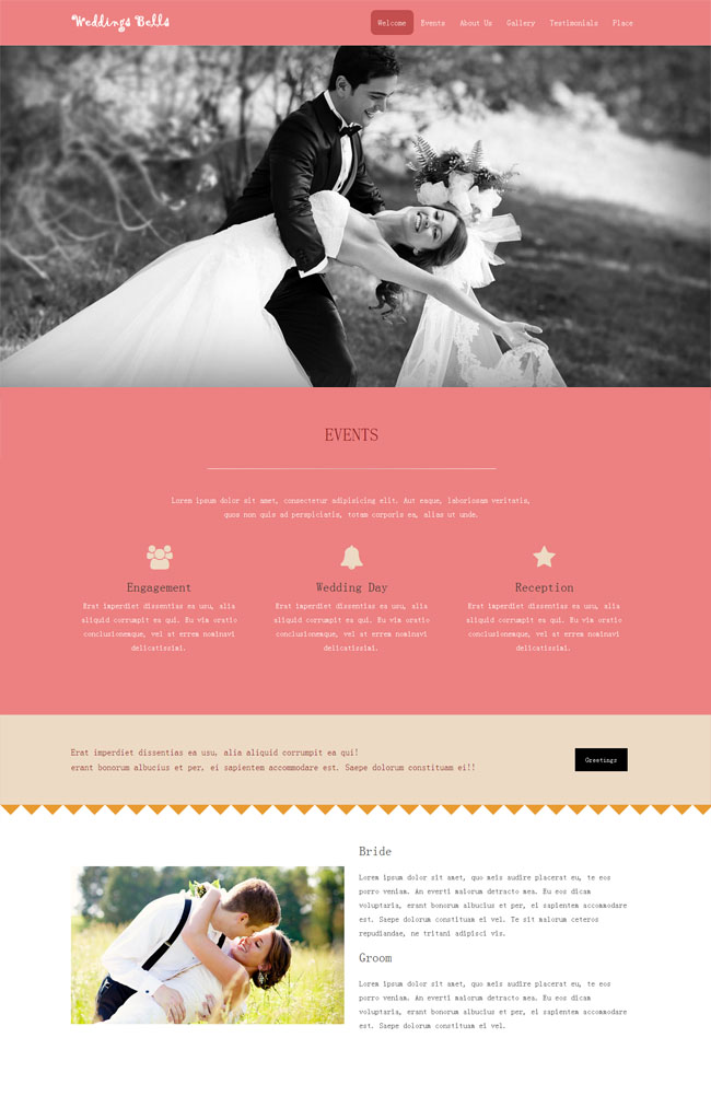 粉红色婚纱摄影网站模板（婚纱摄影网页）