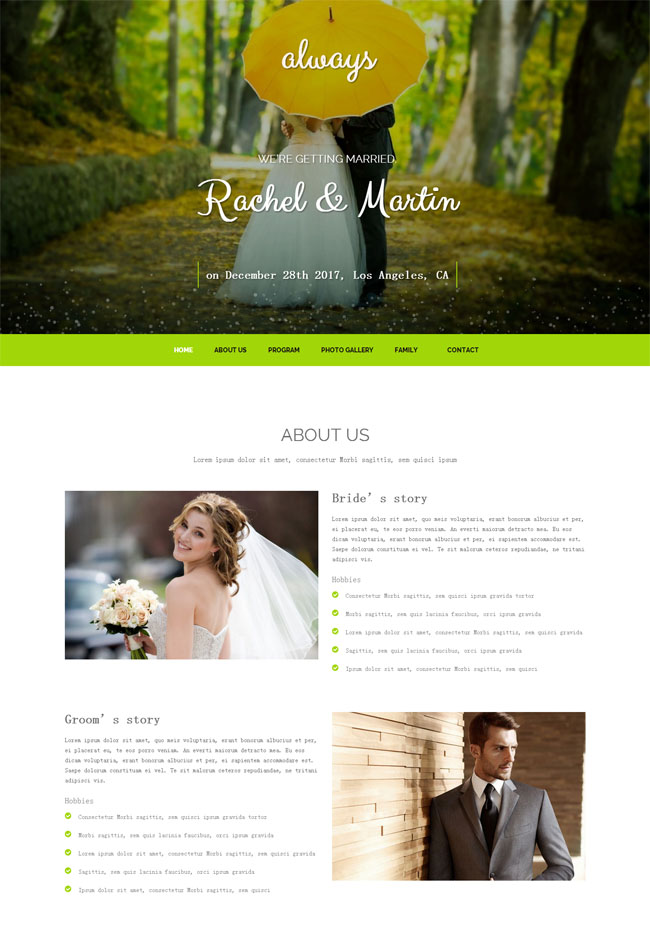 绿色婚纱公司网站模板（婚纱网站首页）
