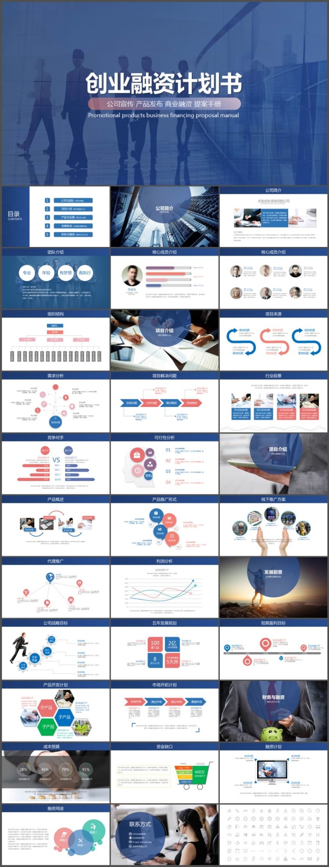 简洁大气创业融资计划书PPT模板