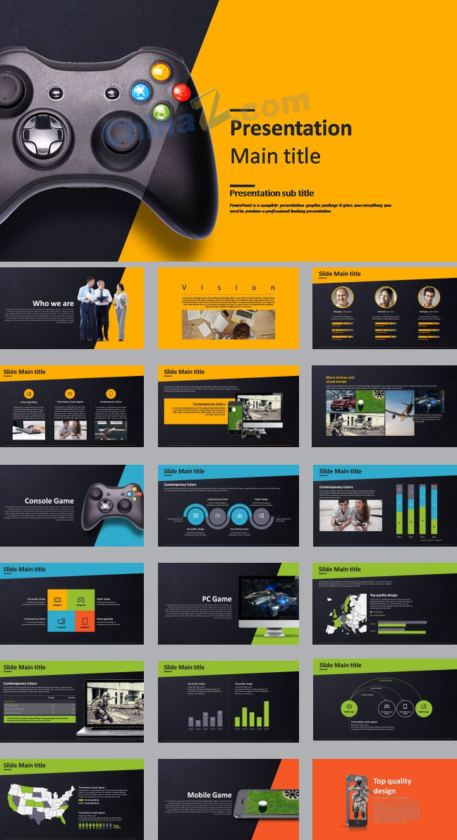 游戏产品主题精美的PPT模板下载