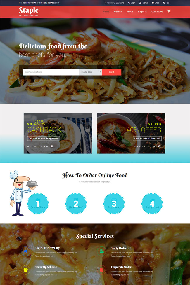 餐饮美食HTML全站模板（美食网页html）