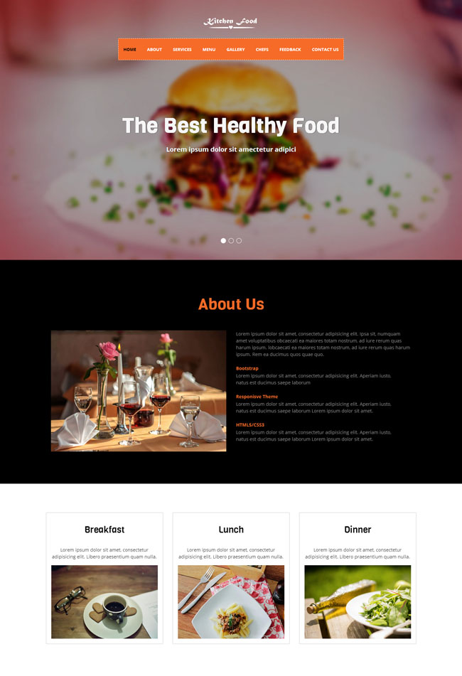 汉堡美食餐饮HTML5模板（html汉堡菜单）