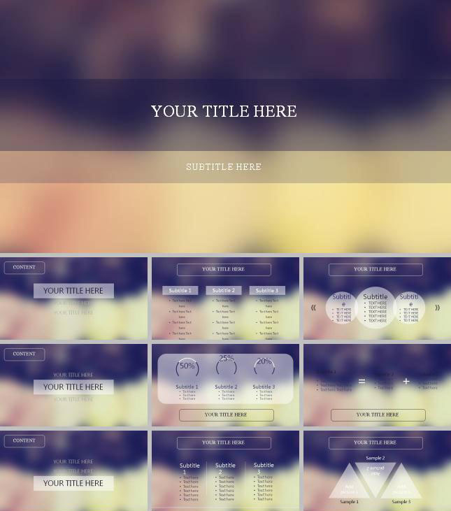 简洁朦胧ppt模板下载