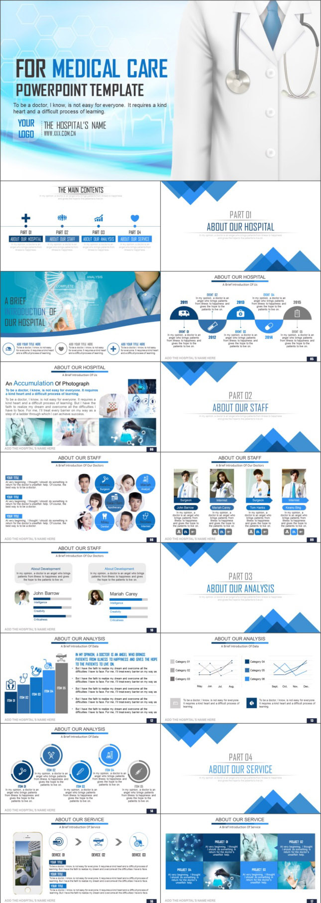大气医疗行业工作汇报总结PPT模板
