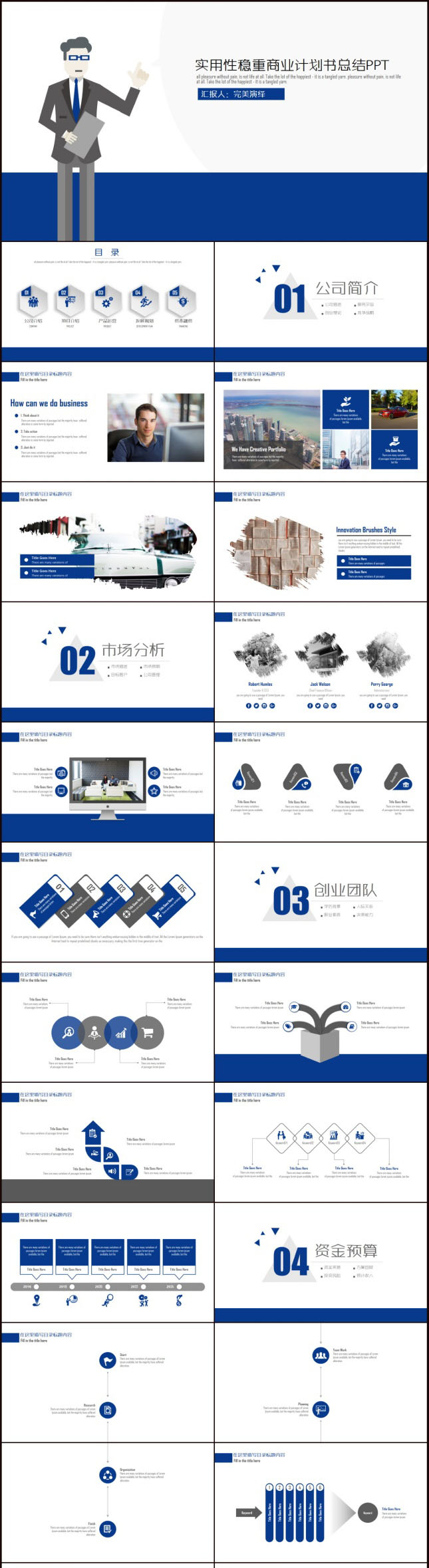 实用性稳重商业计划书PPT模板
