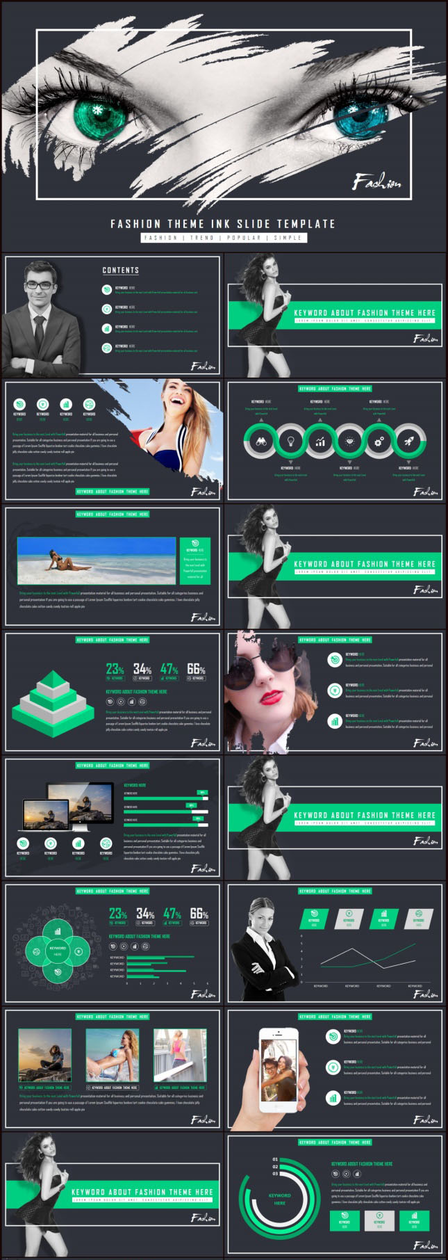 潮流墨迹时尚画册PPT模板