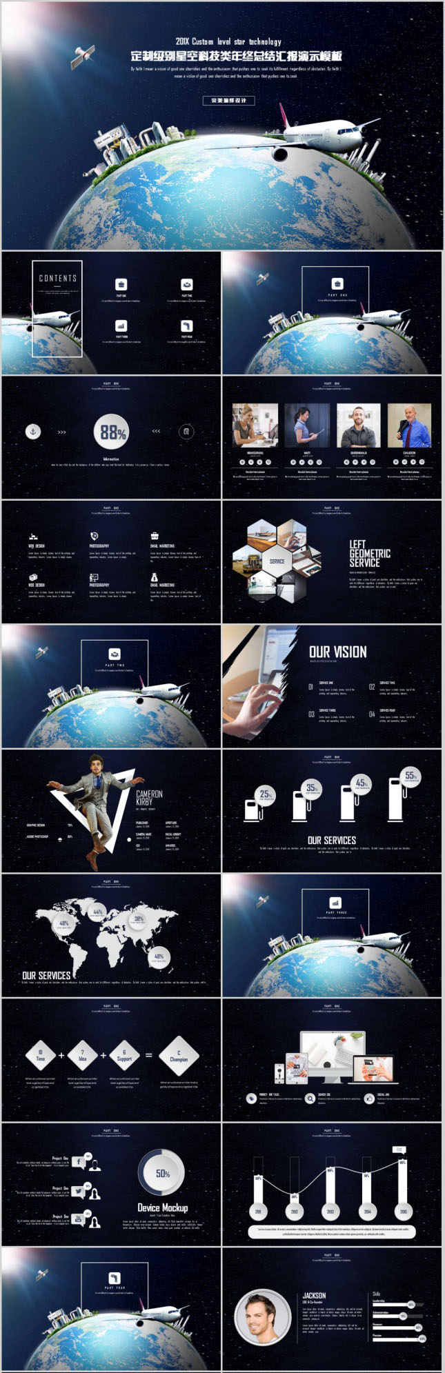 星空科技类年终总结PPT模板