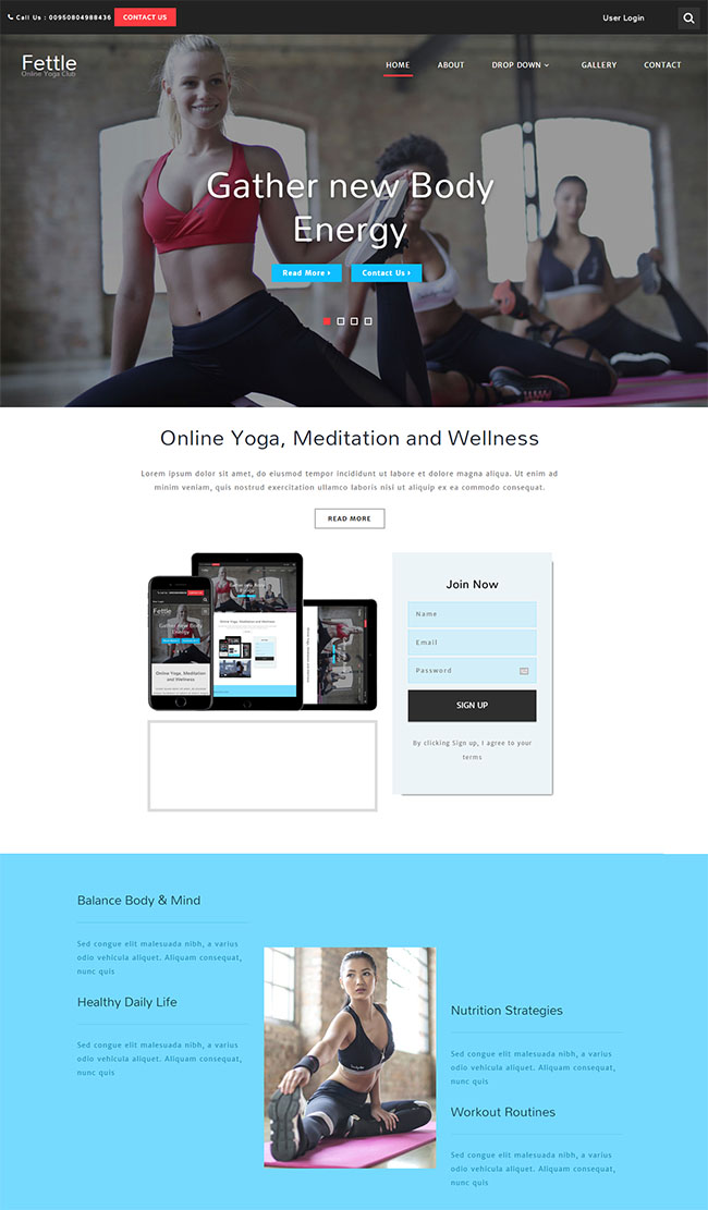 美女瑜伽健身网站模板（健身瑜伽在线）