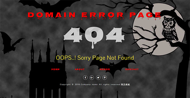 黑色酷炫404错误网站模板  模板下载 第1张