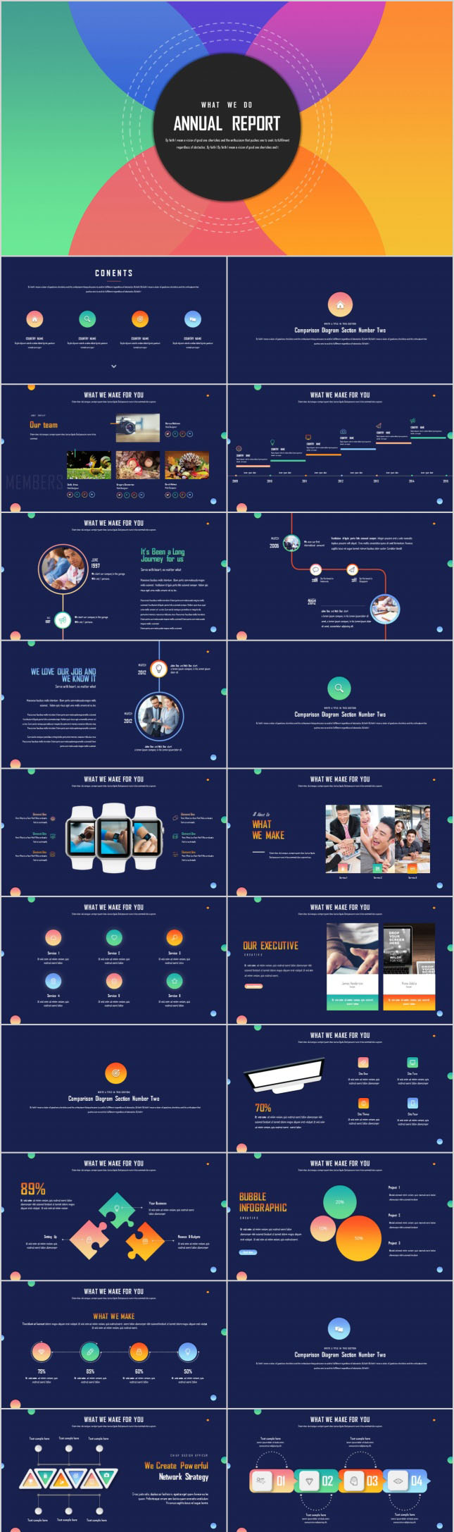 撞色搭配年度报告总结PPT模板