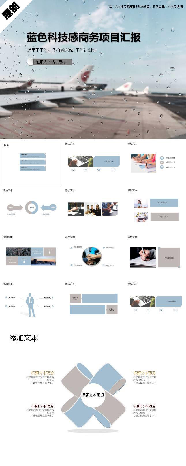 2018蓝色科技感商务项目汇报ppt模板