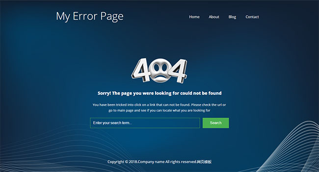 蓝色线条404错误页面模板  模板下载 第1张