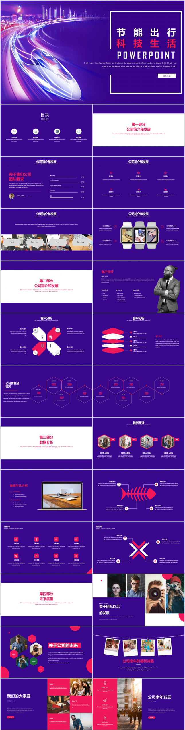 节能出行科技生活PPT模板