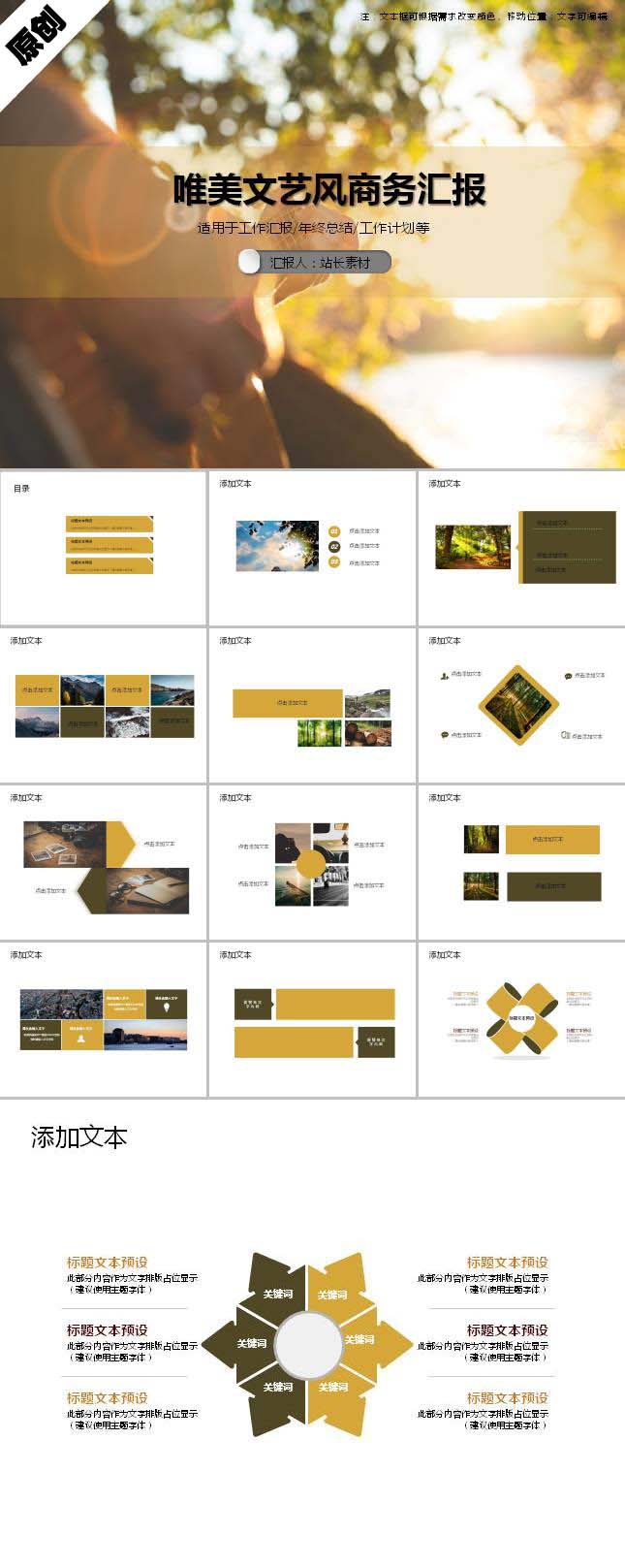 唯美文艺风商务汇报PPT模板