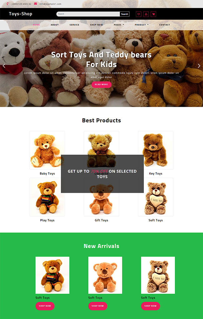 毛绒玩具网上商城HTML5模板（毛绒玩具订单网）