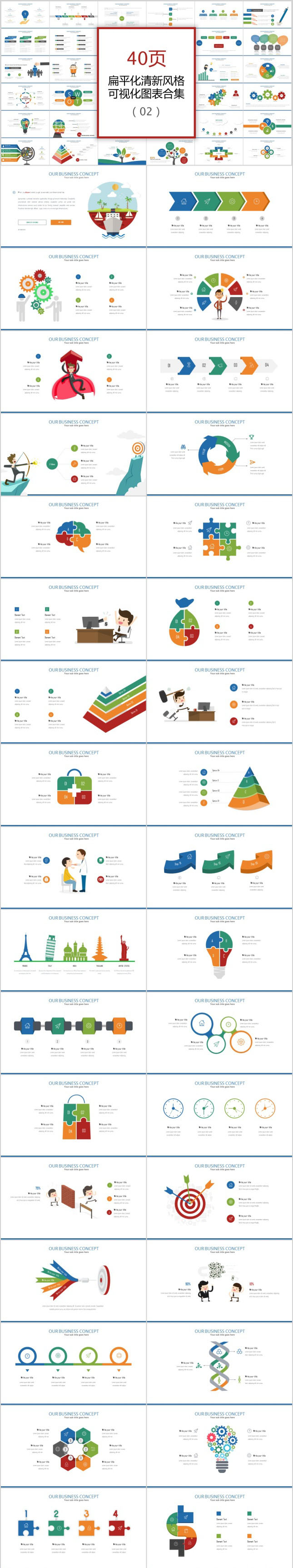 可视化清新风格商务PPT图表