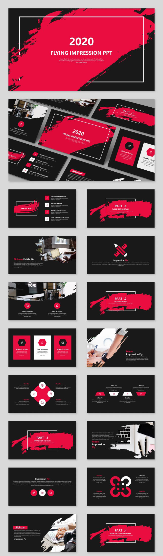 欧美风墨迹通用PPT模板