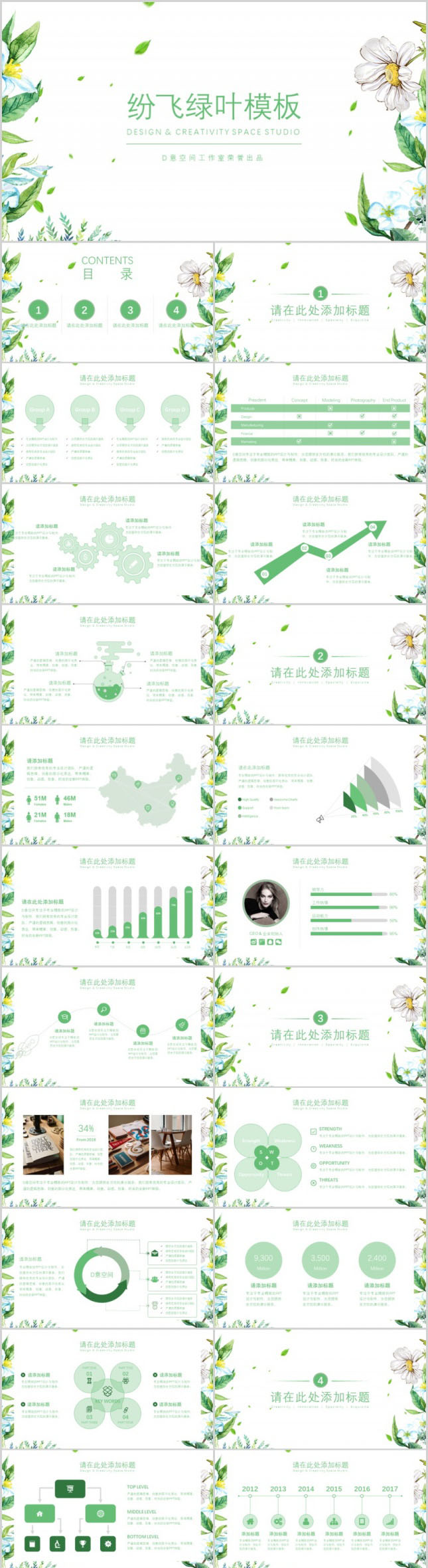 清新花卉商业计划总结PPT模板
