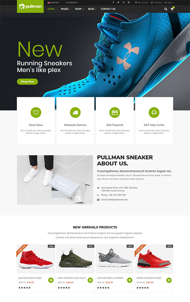 运动鞋在线商城HTML5模板（运动鞋网页）