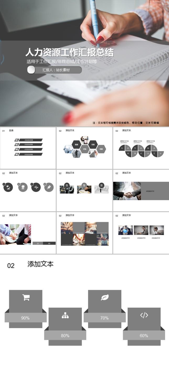 人力资源工作汇报总结PPT模板