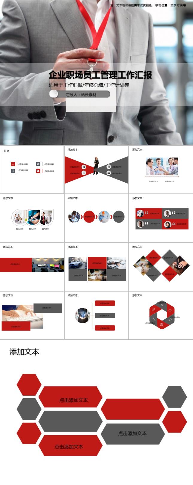 企业职场员工管理工作汇报PPT模板