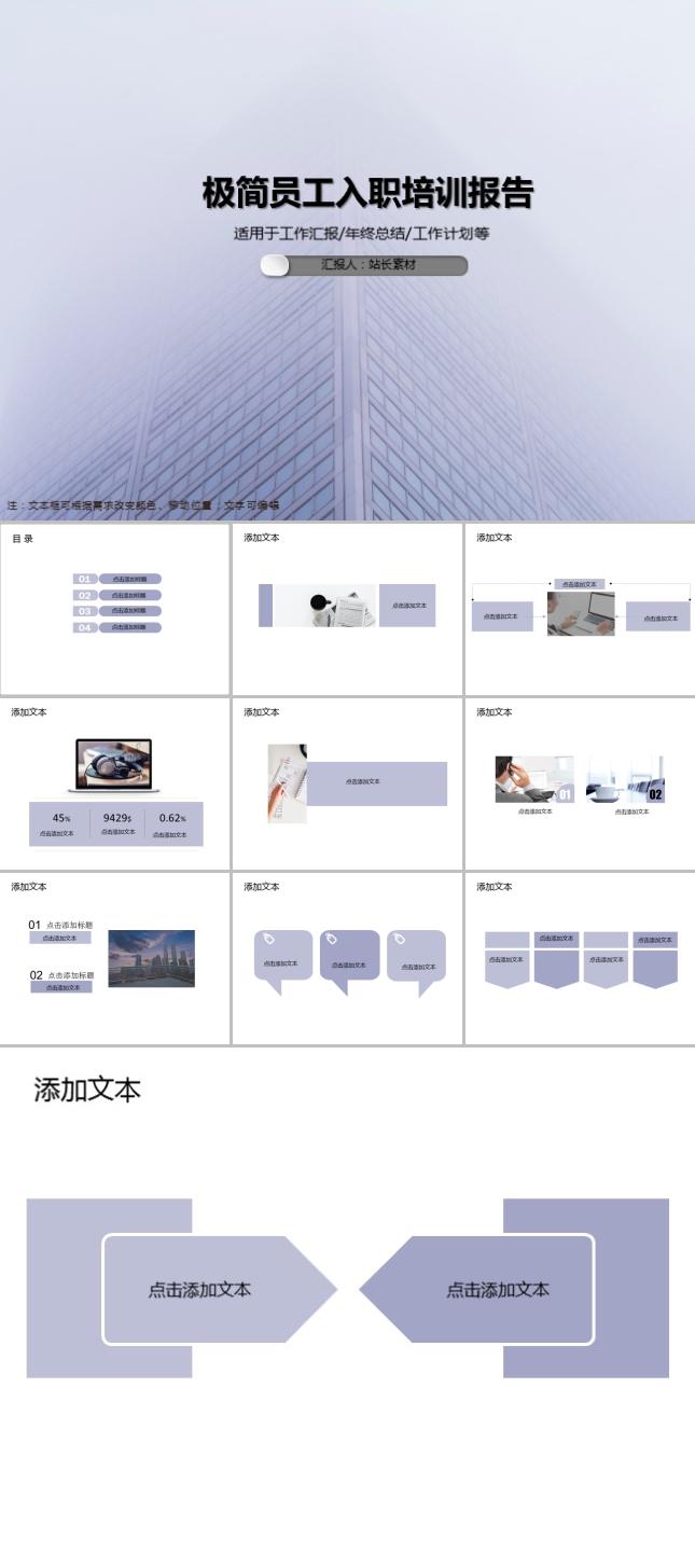 极简员工入职培训报告PPT模板