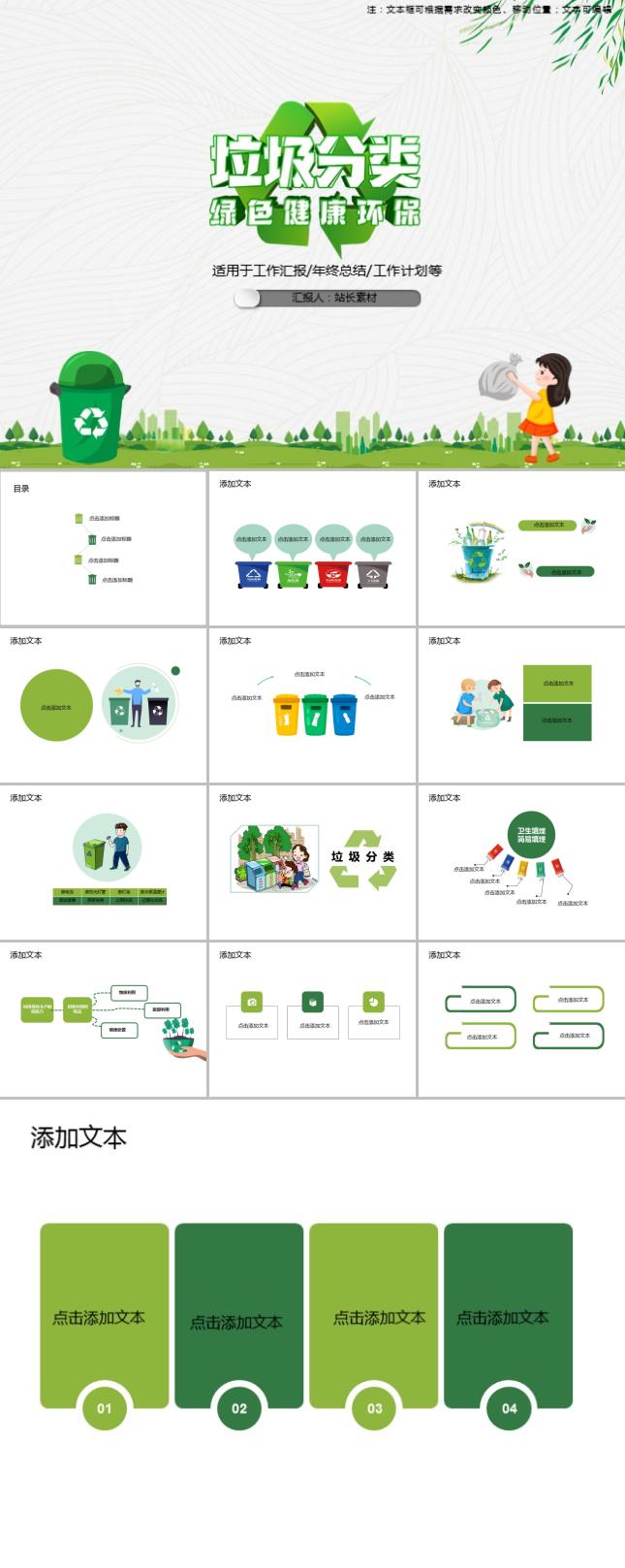 城市垃圾分类环保公益宣传PPT模板