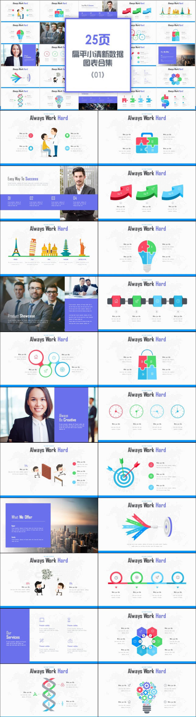 小清新财务数据PPT图表