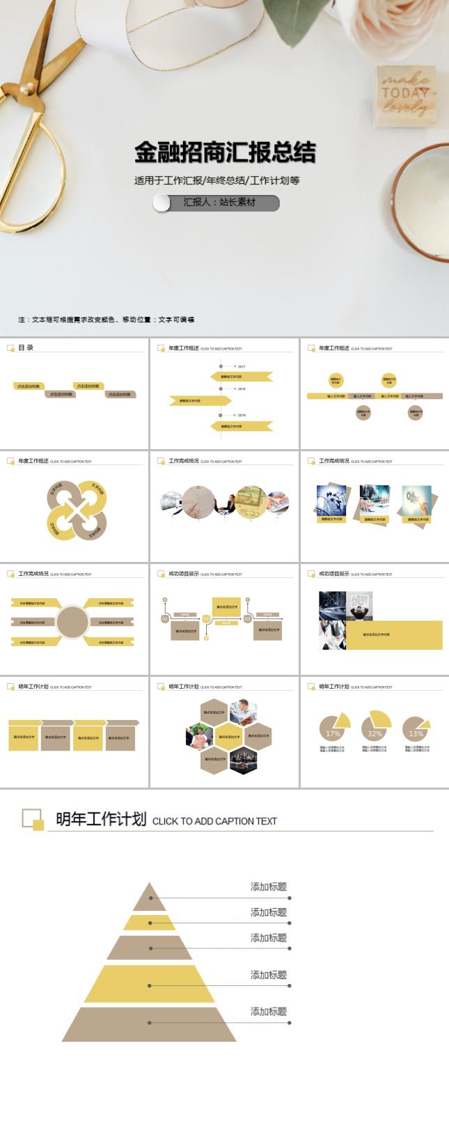 金融招商汇报总结PPT模板