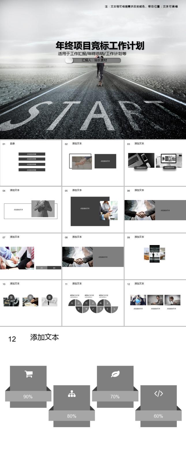 年终项目竞标工作计划PPT模板