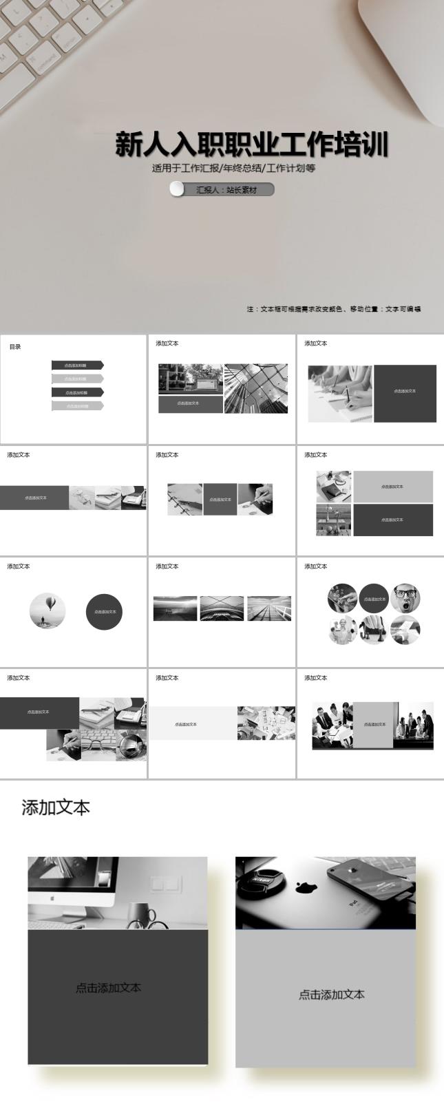 新人入职职业工作培训PPT模板