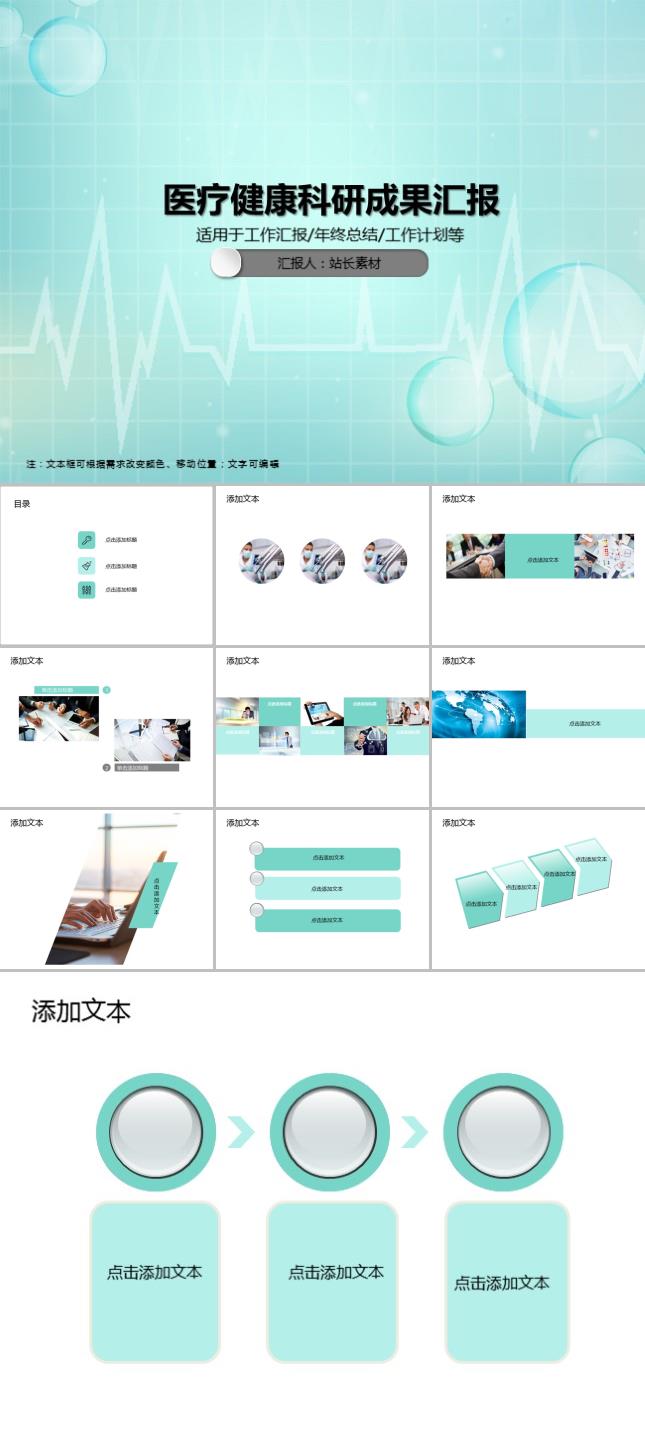 医疗健康科研成果汇报PPT模板