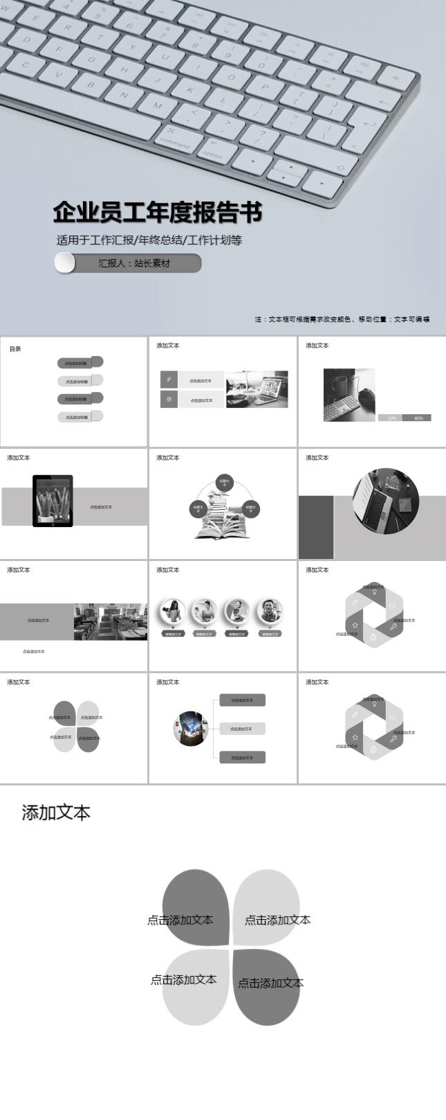 企业员工年度报告书PPT模板