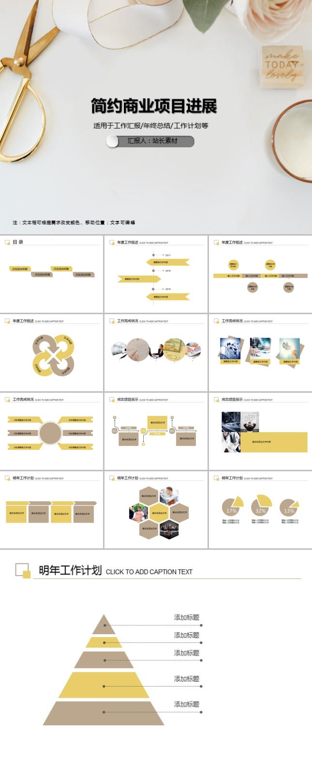 简约商业项目进展PPT模板